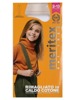 Meritex Collant da bambina in maglia caldo cotone - nero