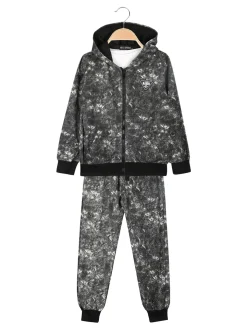 Mg Fashion Studio Completo 3 pezzi da bambino con cappuccio e zip - nero