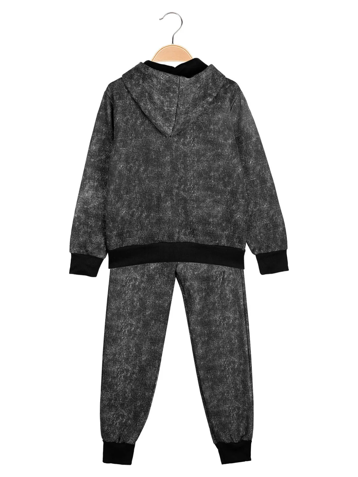 Mg Fashion Studio Completo tuta 3 pezzi da ragazzo con cappuccio e zip - nero