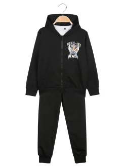 Mg Fashion Studio Completo tuta 3 pezzi da ragazzo con cappuccio e zip - nero