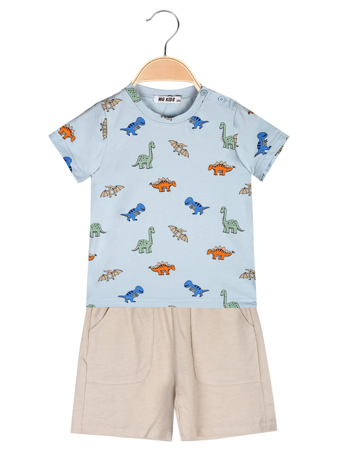 Mg Kids Completo corto da neonato con t-shirt dinosauri e bermuda