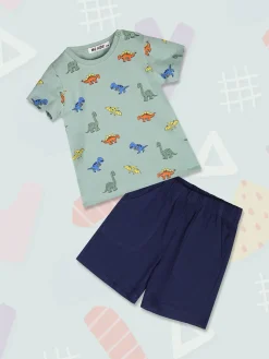 Mg Kids Completo corto da neonato con t-shirt dinosauri e bermuda