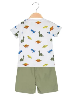Mg Kids Completo corto da neonato con t-shirt dinosauri e bermuda