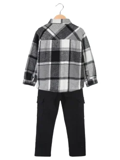 Mg Kids Completo 3 pezzi da bambino con camicia in flanella a quadri