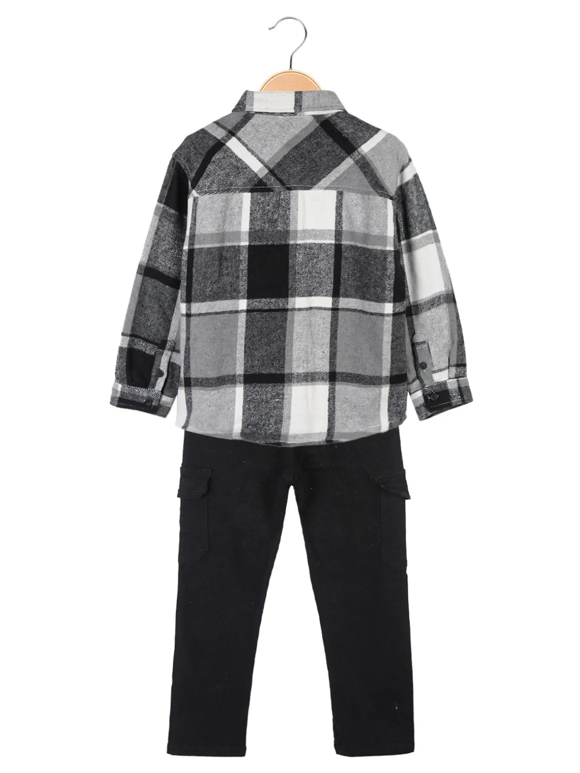 Mg Kids Completo 3 pezzi da bambino con camicia in flanella a quadri