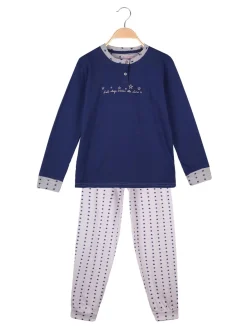 Milk And Honey Pigiama lungo in cotone con stelle