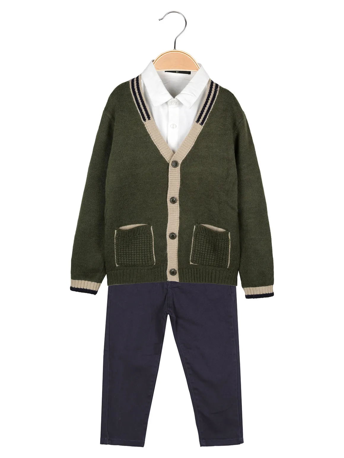 Milk Pub Completo 3 pezzi da bambino con gilet e camicia - verde