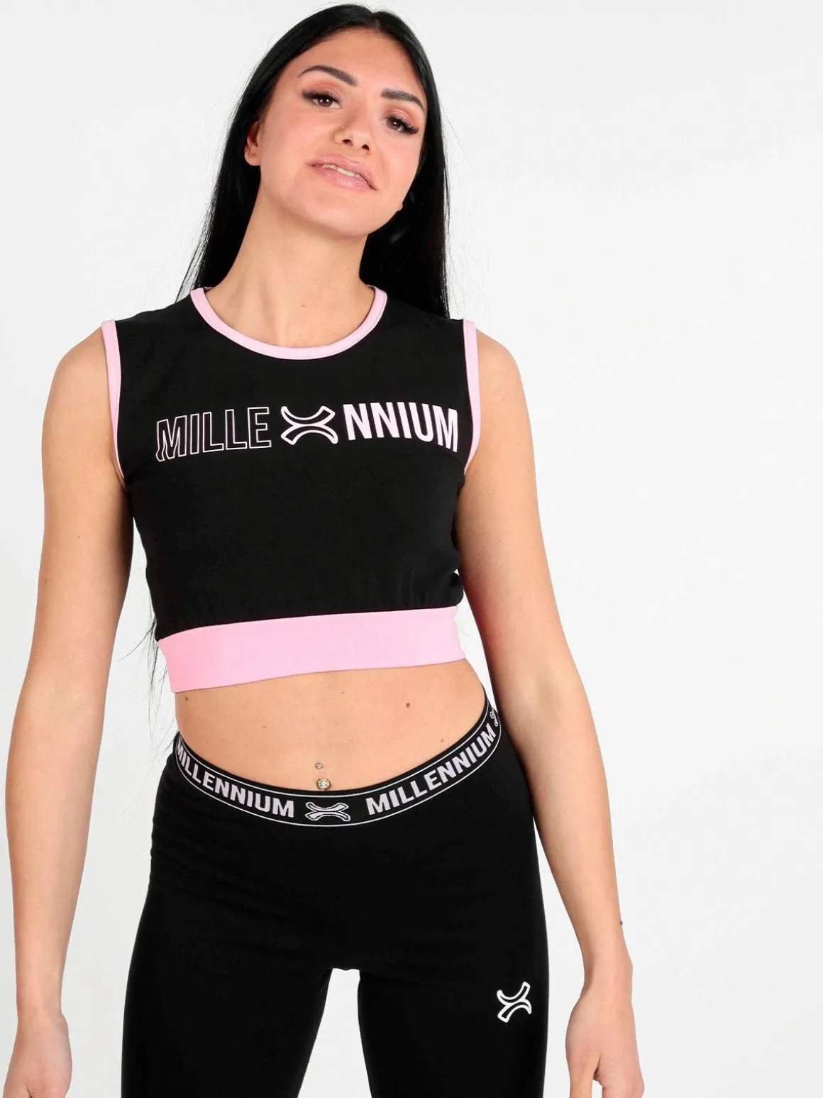 Millennium Top sportivo donna con stampa scritta