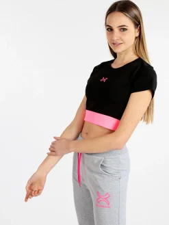 Millennium T-shirt crop donna in cotone elasticizzato