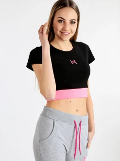 Millennium T-shirt crop donna in cotone elasticizzato