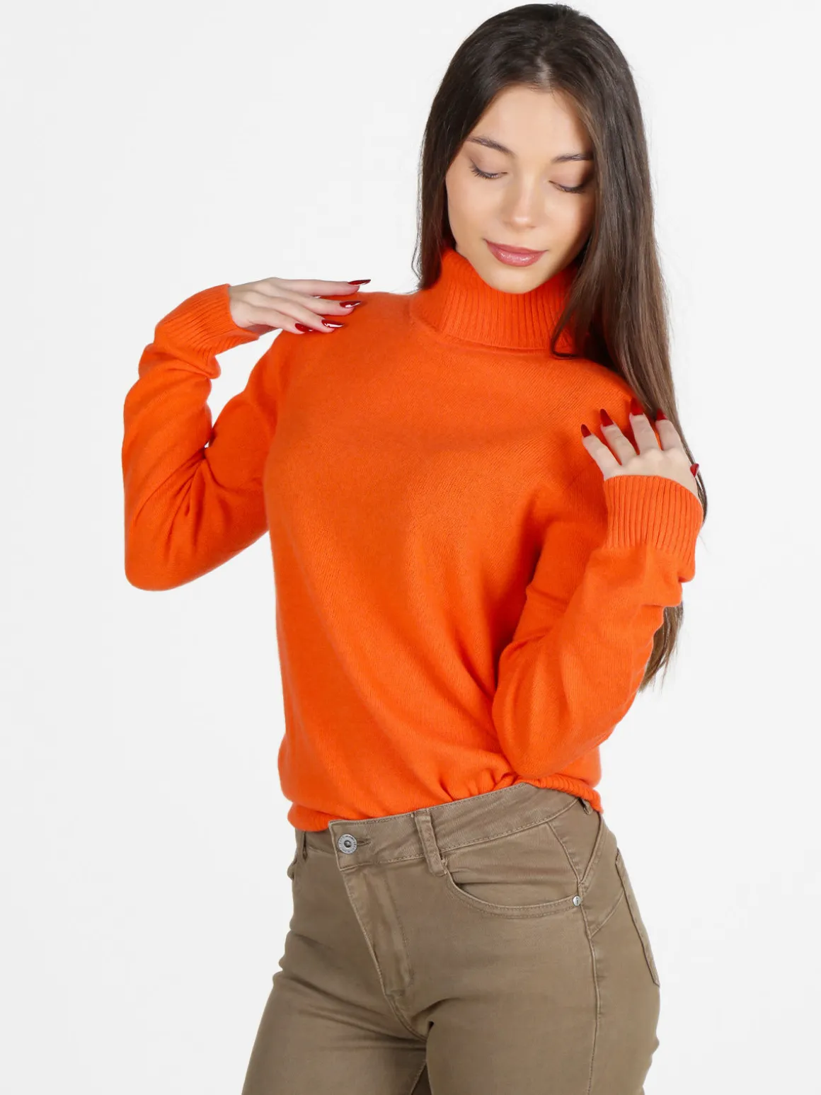 Mimoii Maglione dolcevita da donna in misto lana e cashemere
