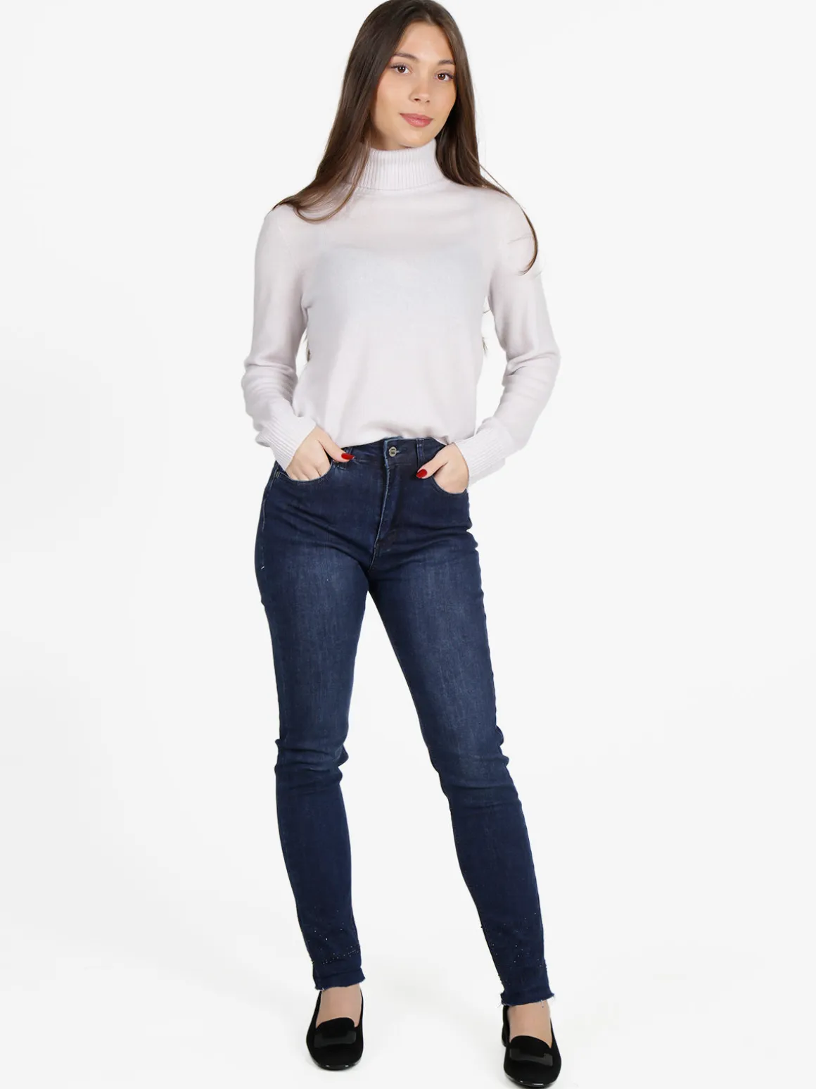 Mimoii Maglione dolcevita da donna in misto lana e cashemere