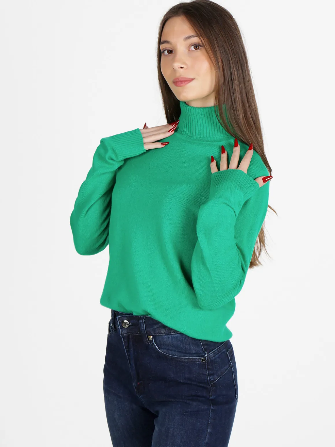 Mimoii Maglione dolcevita da donna in misto lana e cashemere