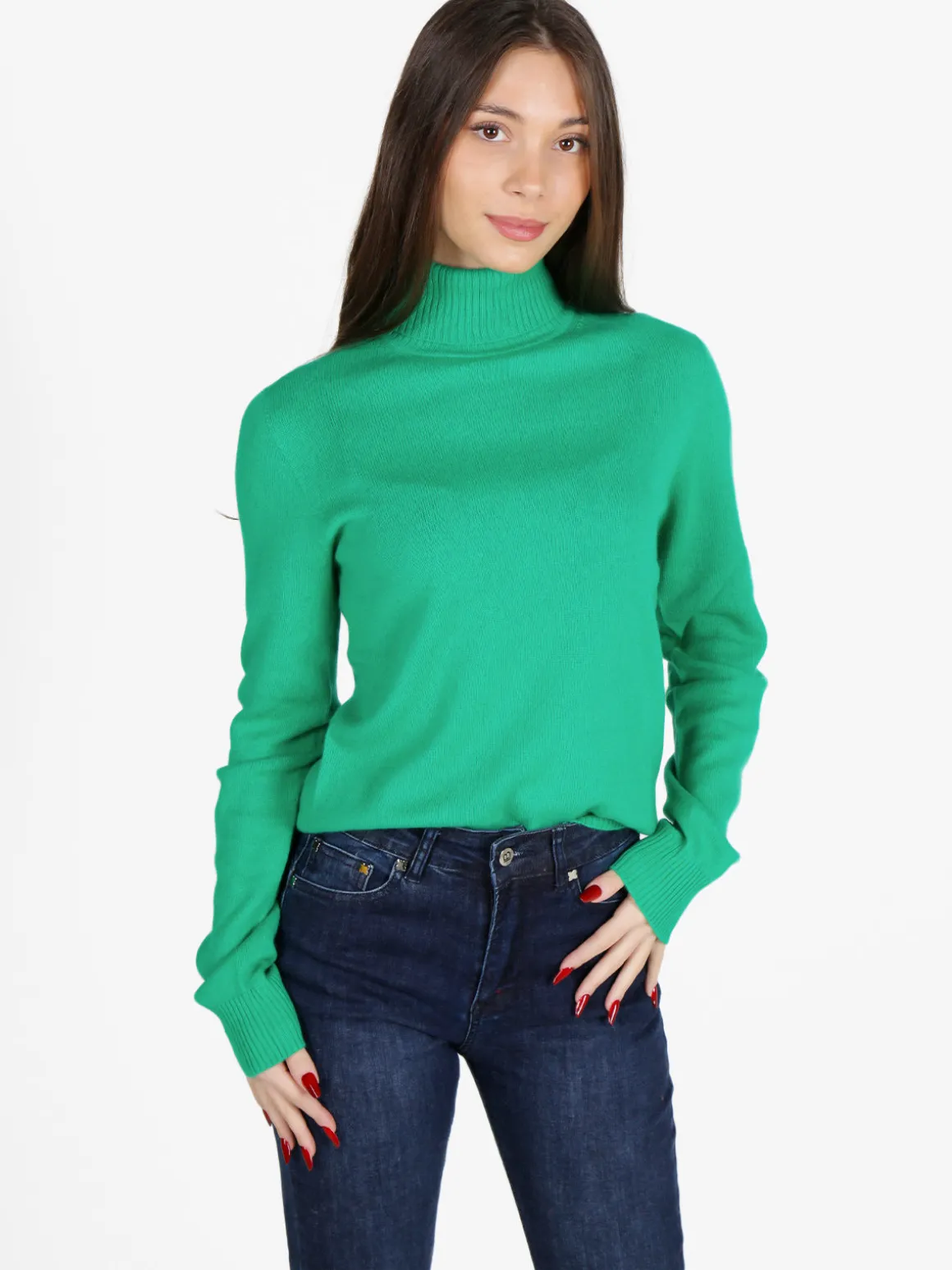 Mimoii Maglione dolcevita da donna in misto lana e cashemere