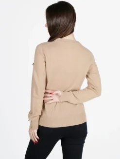 Mimoii Maglione donna in misto lana e cashemere con bottoni decorativi