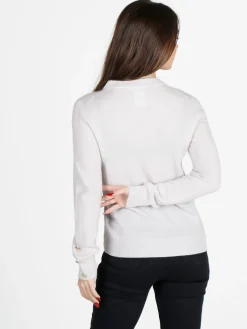 Mimoii Maglione donna in misto lana e cashemere con bottoni decorativi