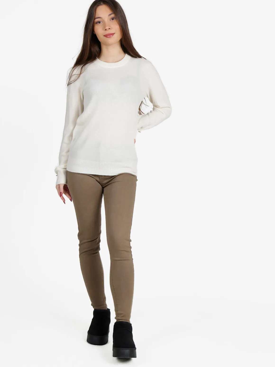 Mimoii Maglione donna in misto lana e cashemere con bottoni decorativi