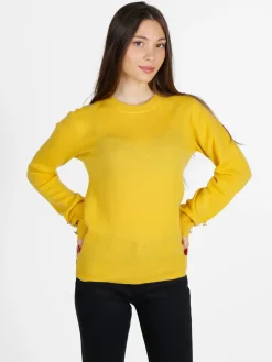 Mimoii Maglione donna in misto lana e cashemere con bottoni decorativi