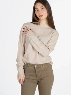 Mimoii Maglione donna tinta unita in misto lana e cashemere