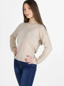 Mimoii Maglione girocollo da donna in misto lana e cashemere