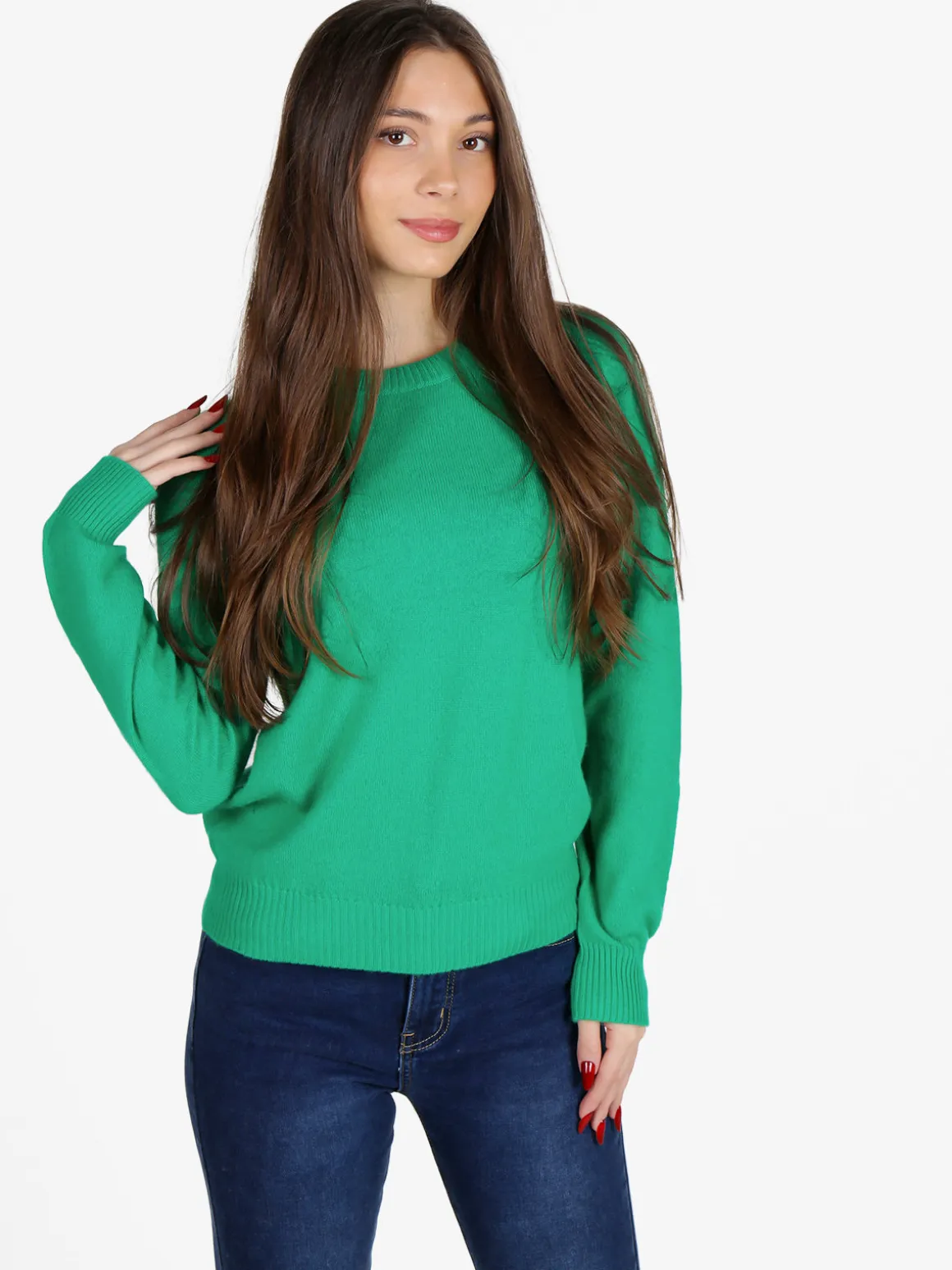 Mimoii Maglione girocollo da donna in misto lana e cashemere