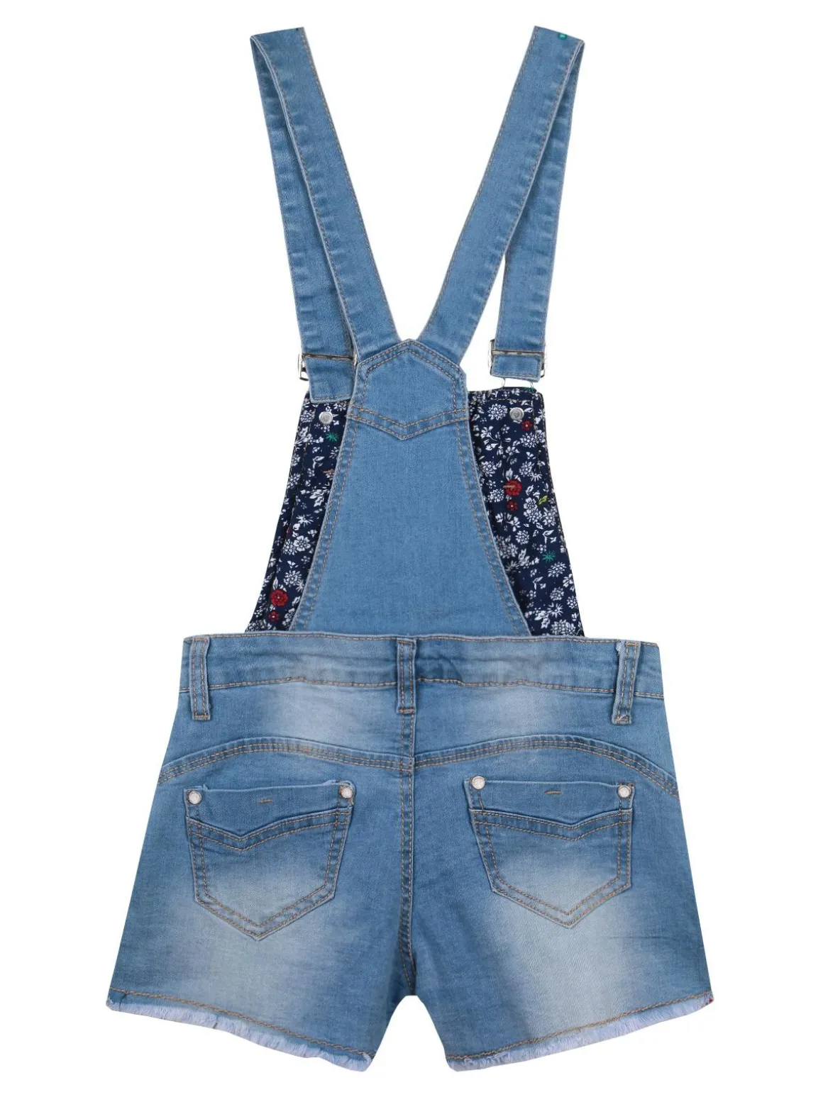 Mini Angel Salopette di jeans sfrangiata con strappi e borchie
