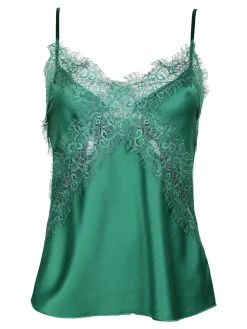 Miranda Top donna effetto raso con pizzo
