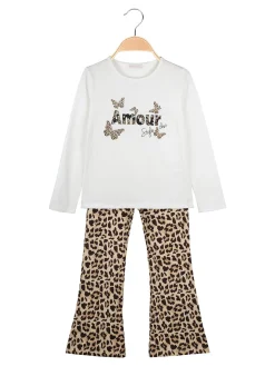 Miss Bellina Completo 2 pezzi da bambina con T-shirt e pantalone - bianco