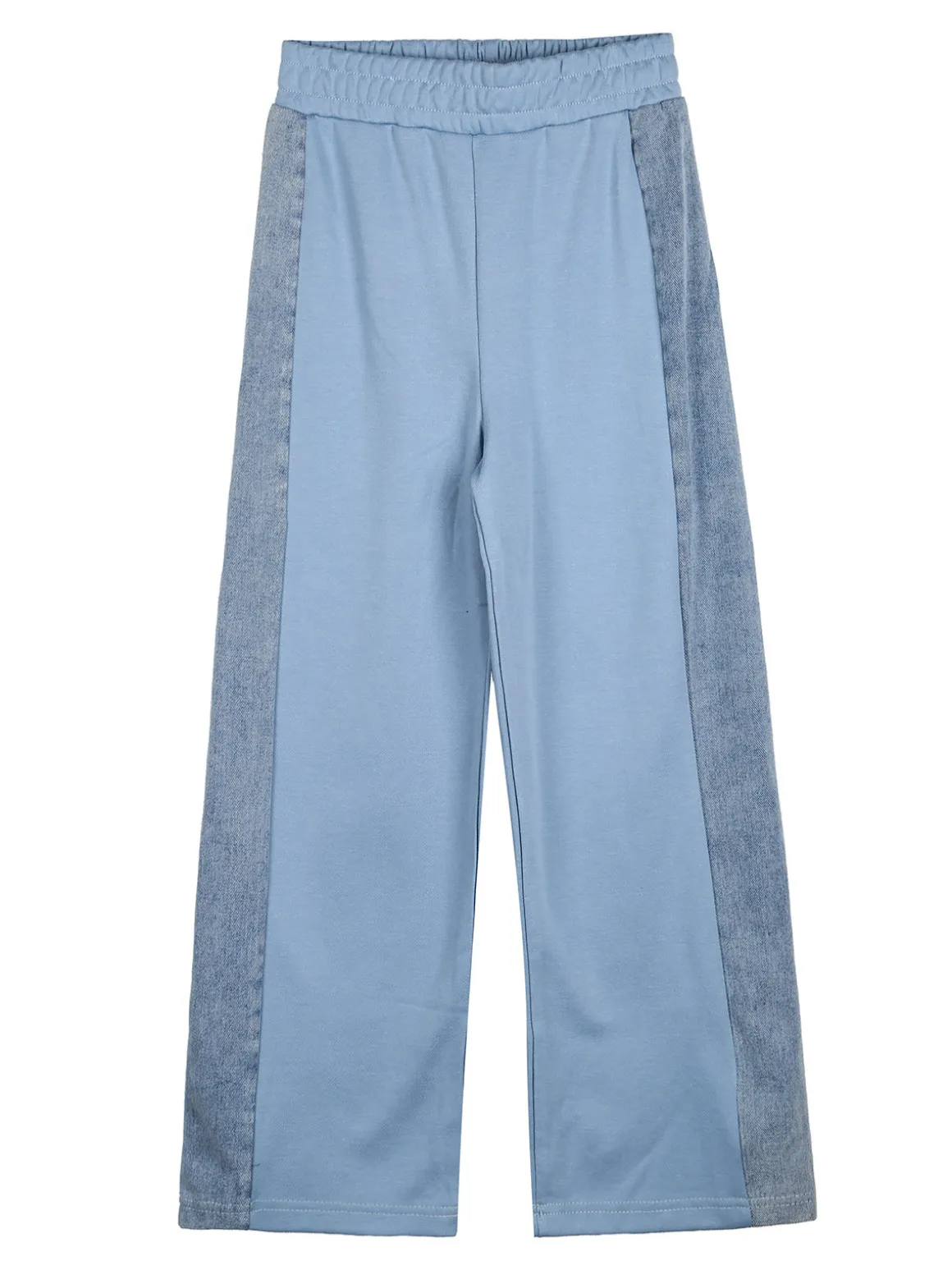 Miss Bellina Completo 2 pezzi da bambina a gamba larga con cappuccio in jeans e zip - azzurro