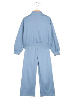 Miss Bellina Completo 3 pezzi da bambina con strass e zip - azzurro