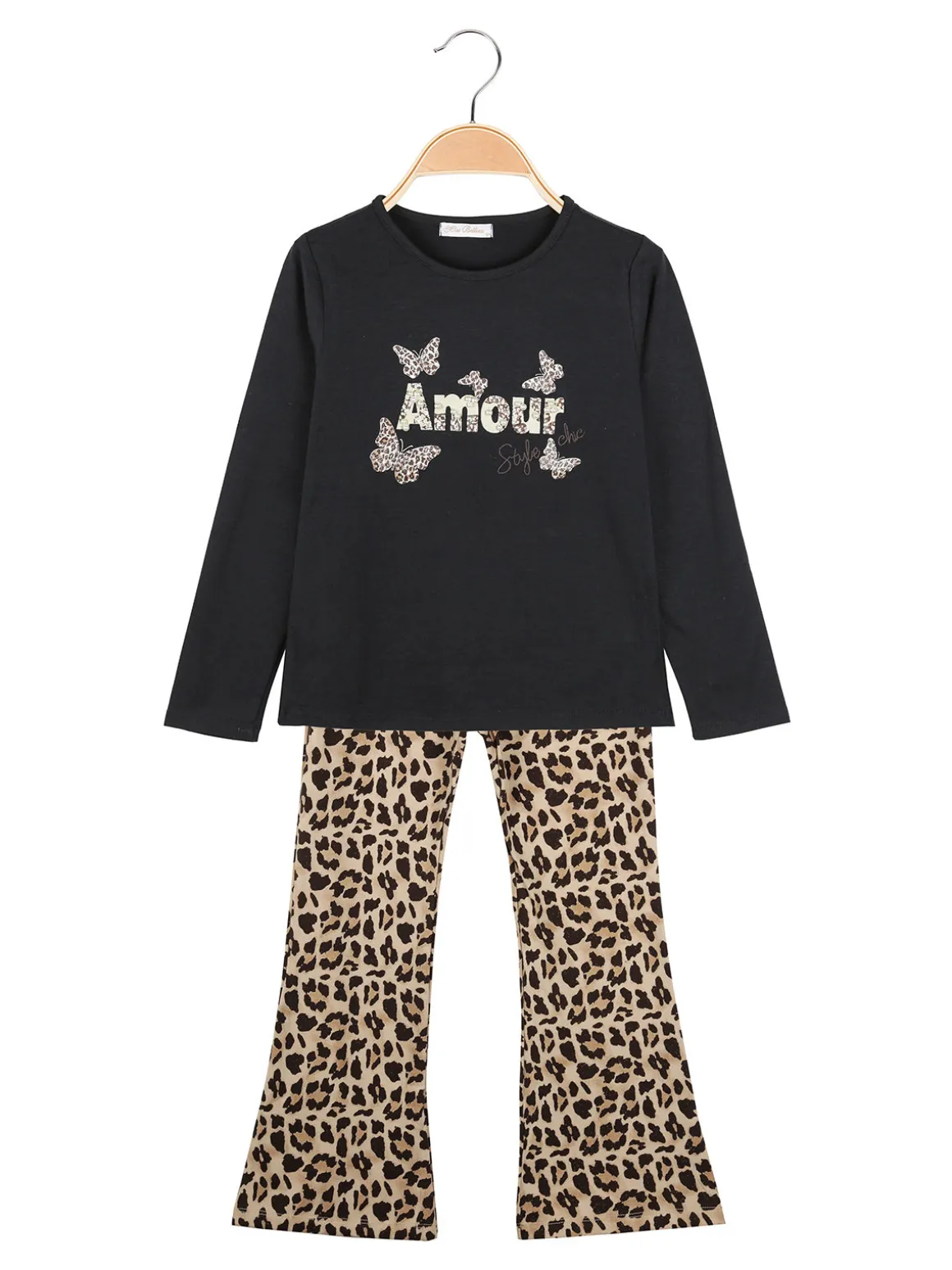 Miss Bellina Completo 2 pezzi da bambina con T-shirt e pantalone - nero