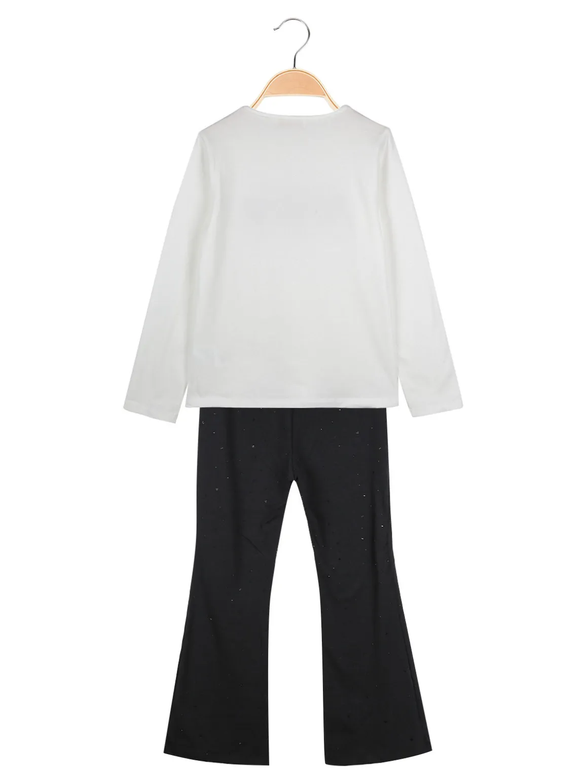 Miss Bellina Completo 2 pezzi da bambina con pantalone luccicante - bianco
