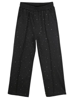 Miss Bellina Pantaloni da bambina a gamba larga con strass - nero