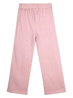 Miss Bellina Pantaloni da bambina a gamba larga con strass - rosa