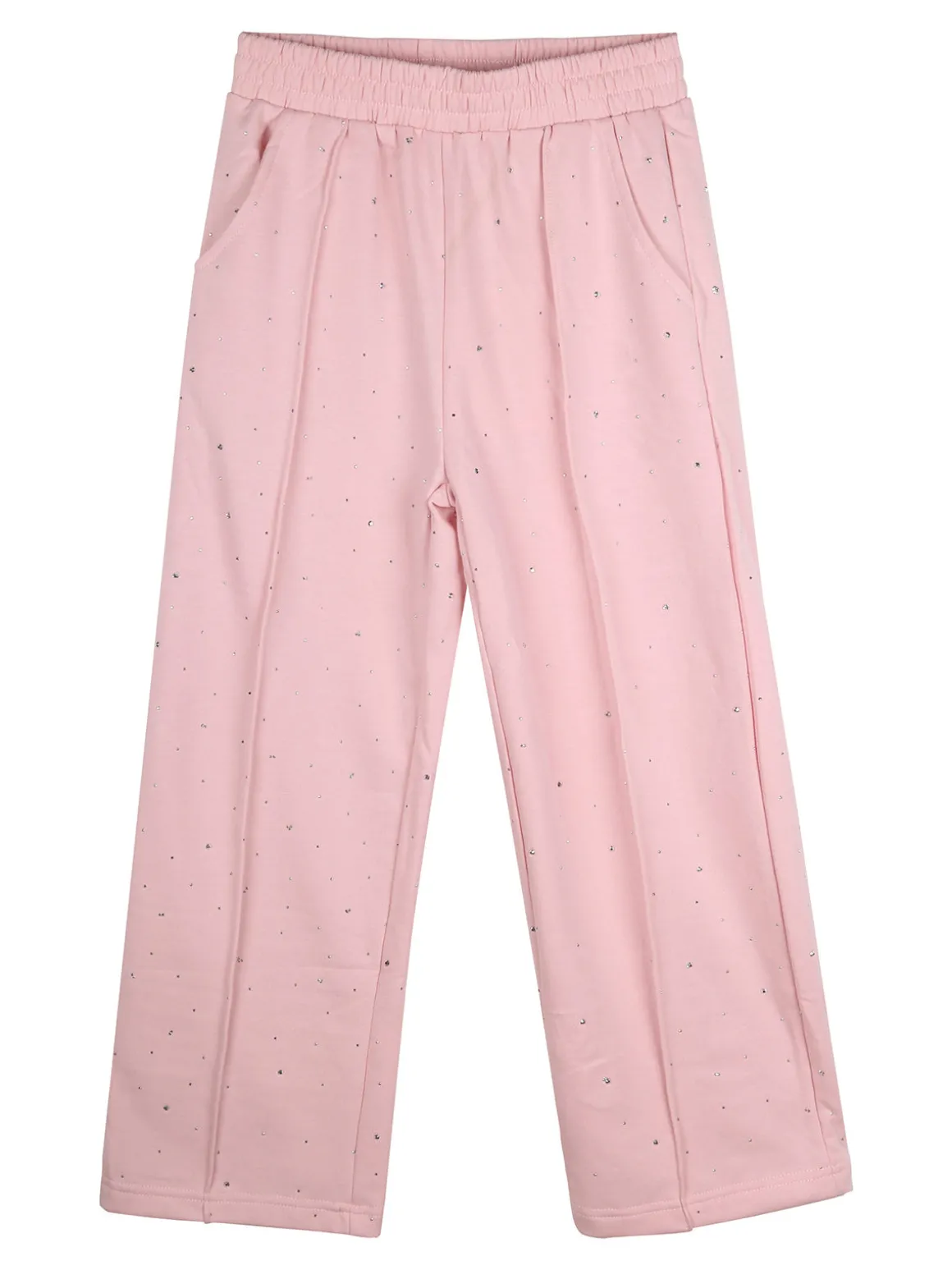 Miss Bellina Pantaloni da bambina a gamba larga con strass - rosa