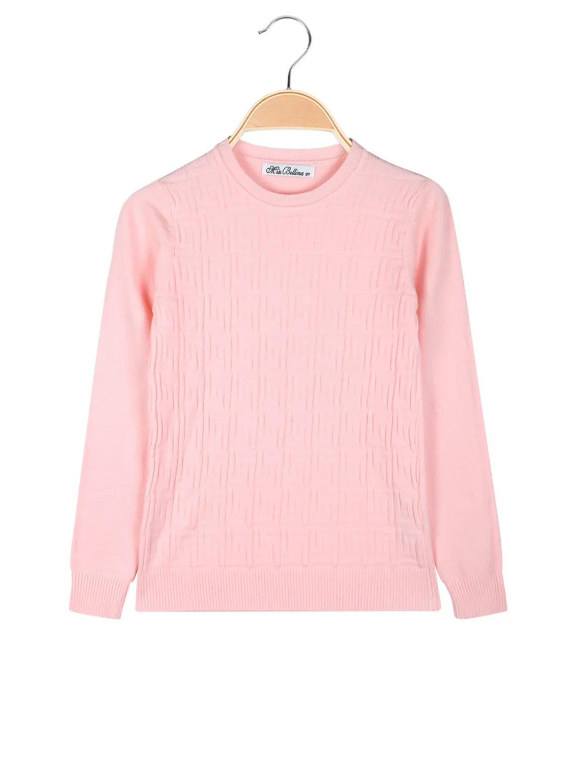 Miss Bellina Pullover girocollo da bambina in maglia - rosa