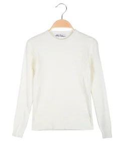 Miss Bellina Pullover girocollo da bambina in maglia - bianco