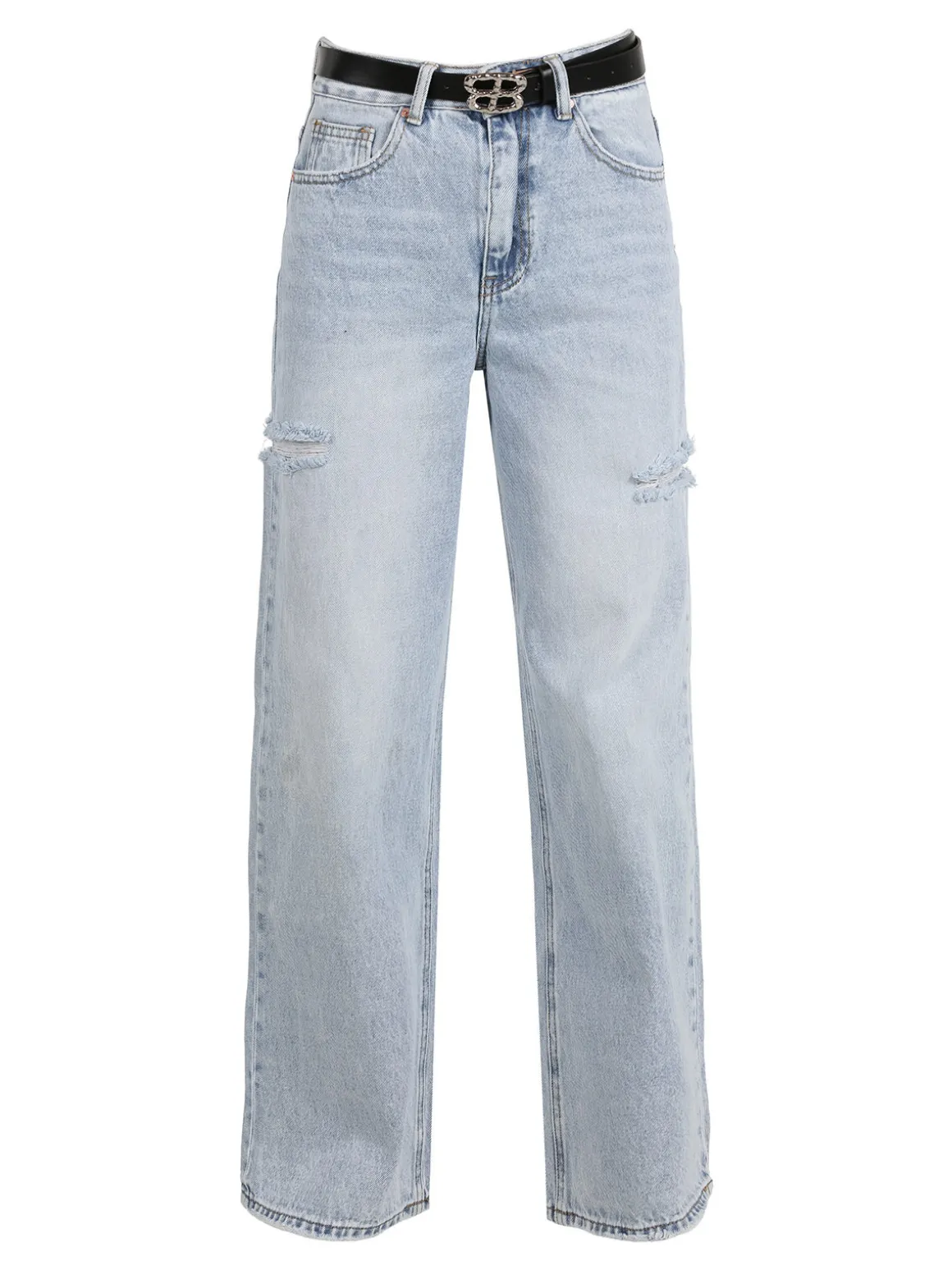 Miss Bonbon Jeans donna a vita alta con strappi laterali