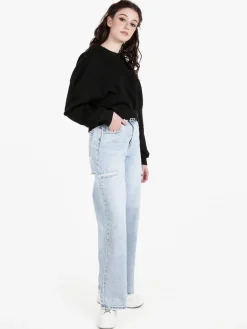 Miss Bonbon Jeans donna a vita alta con strappi laterali