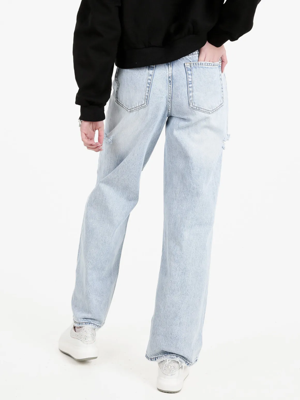 Miss Bonbon Jeans donna a vita alta con strappi laterali