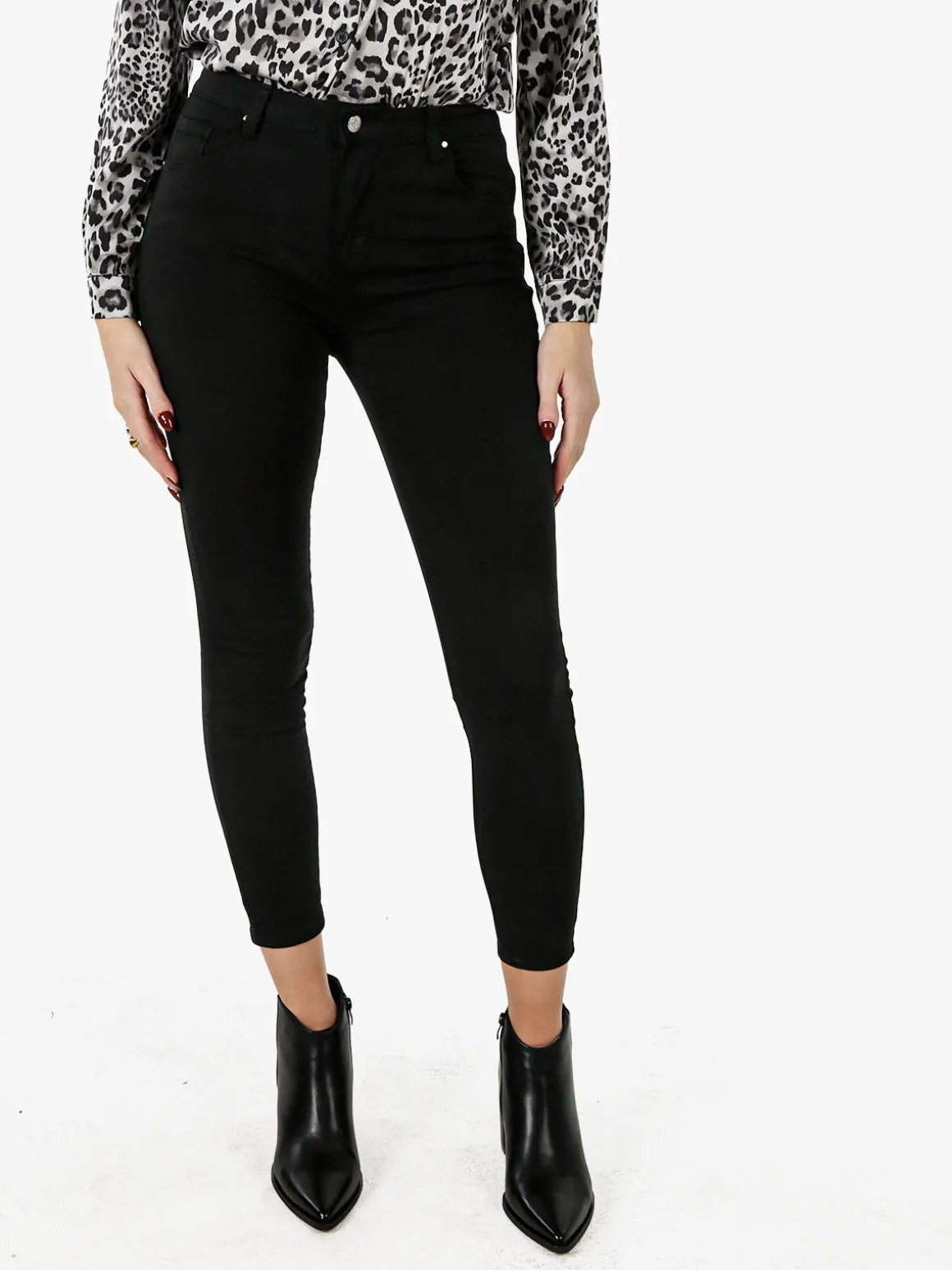 Miss Bonbon Jeans donna skinny a vita alta - nero