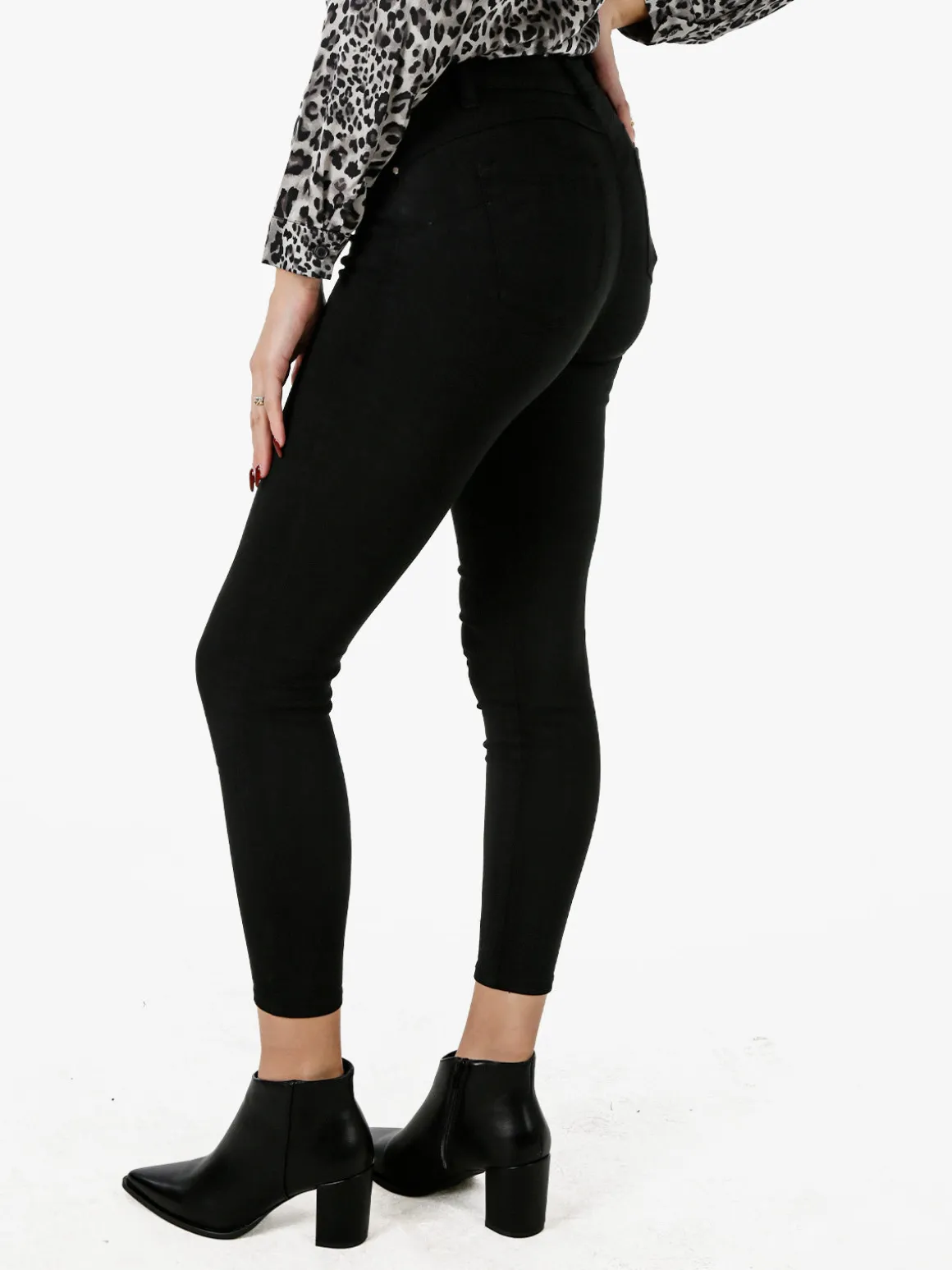 Miss Bonbon Jeans donna skinny a vita alta - nero