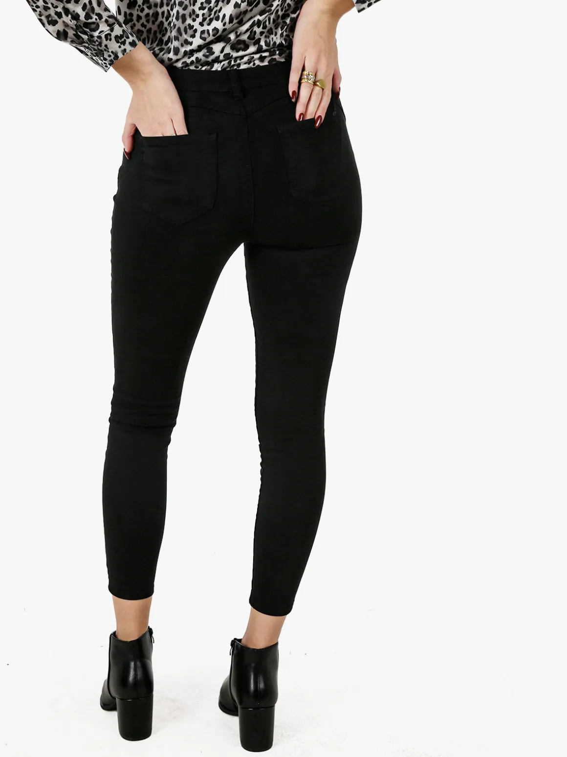 Miss Bonbon Jeans donna skinny a vita alta - nero