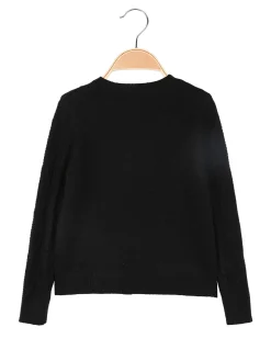 Miss Brum Cardigan da bambina in maglia con bottoni gioiello e taschini