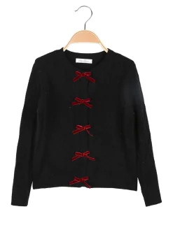 Miss Brum Cardigan da bambina in maglia con bottoni gioiello e taschini