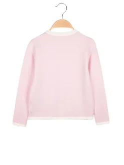 Miss Brum Cardigan da bambina in maglia con bottoni gioiello e taschini