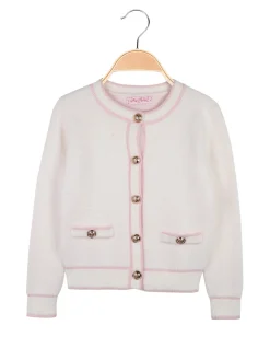 Miss Brum Cardigan da bambina in ecopelo con bottoni
