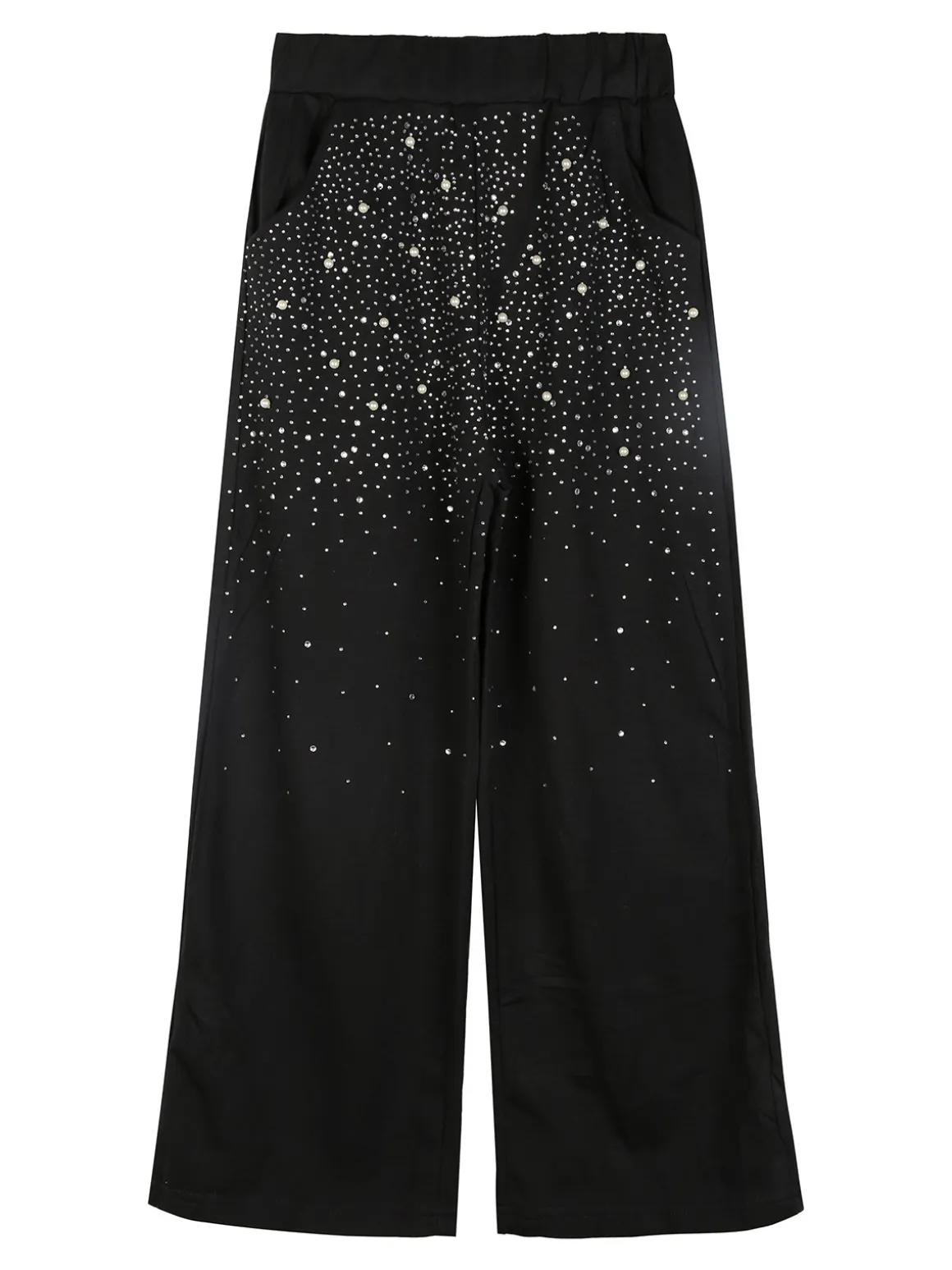 Miss Brum Completo tuta 2 pezzi da bambina con perle e strass - nero