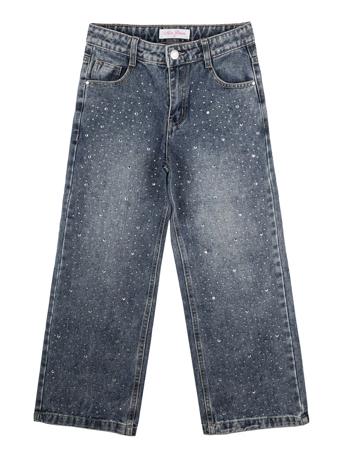 Miss Brum Jeans da ragazza a gamba larga con strass - jeans