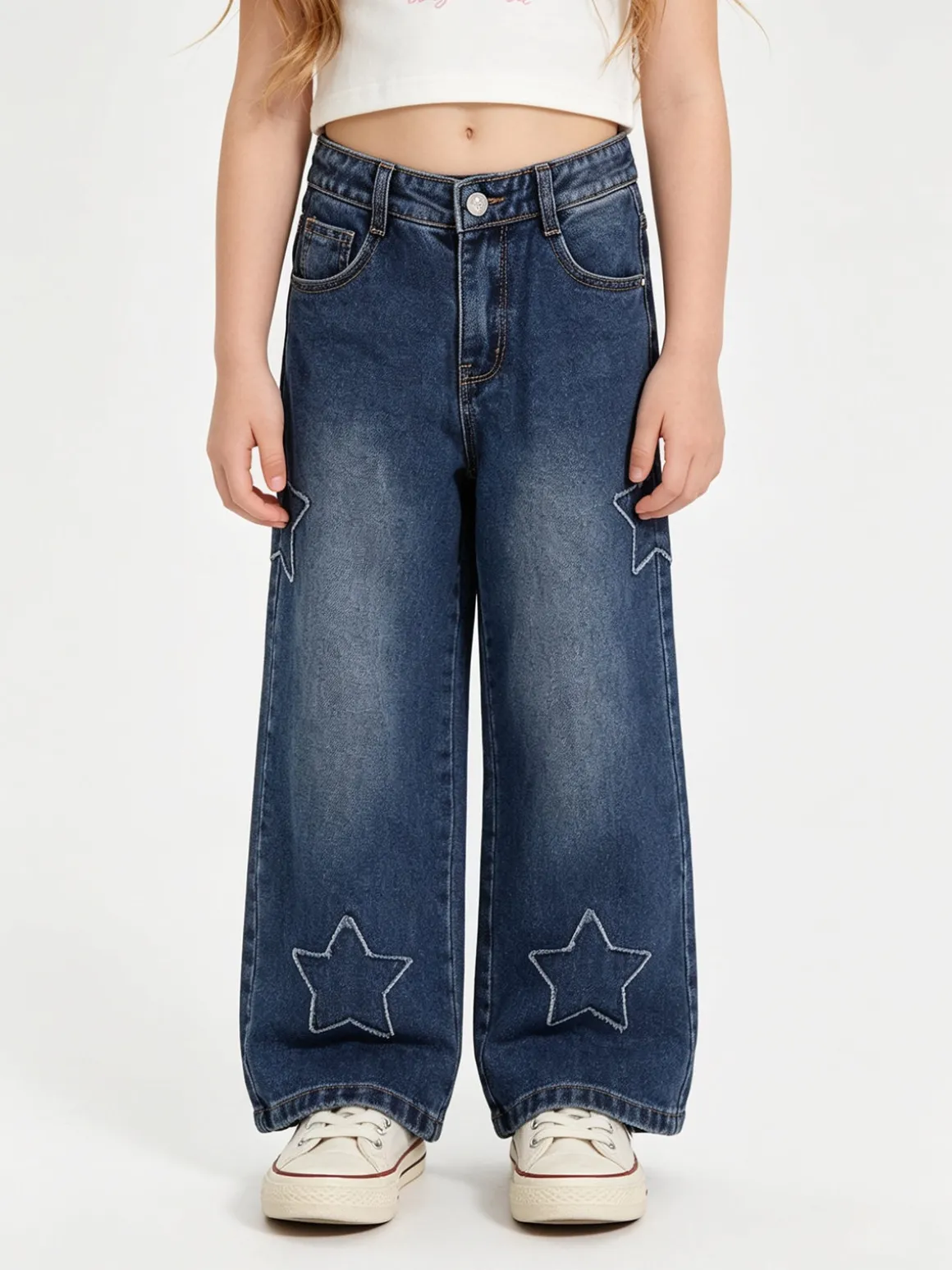 Miss Brum Jeans wide leg da bambina con toppe - jeans